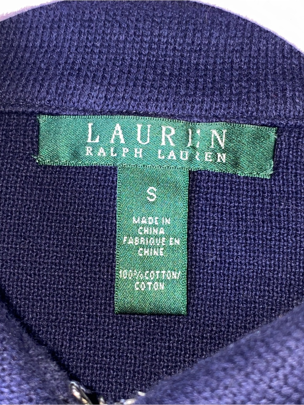 Lauren Ralph Lauren Navy Blue Short Sleeve Knit Moto Jacket Sweater Top Size S - Picture 5 of 6